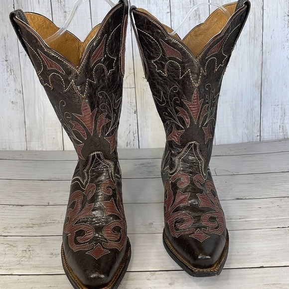JB Dillion Brown Goatskin Embellished Snip Toe Western Boot - Picture 11 of 16